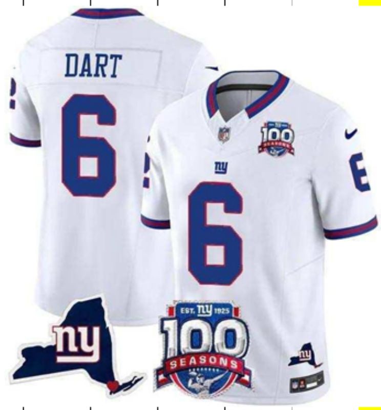 Men 2025 Nike New York Giants #6 Dart white Throwback 5th generation Limited NFL Jersey 001